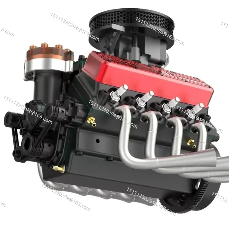 V8 Four-Stroke Water-Cooled Engine Model Kit, DIY Assembly Educational Engineering Mechanical Toy for Adults
