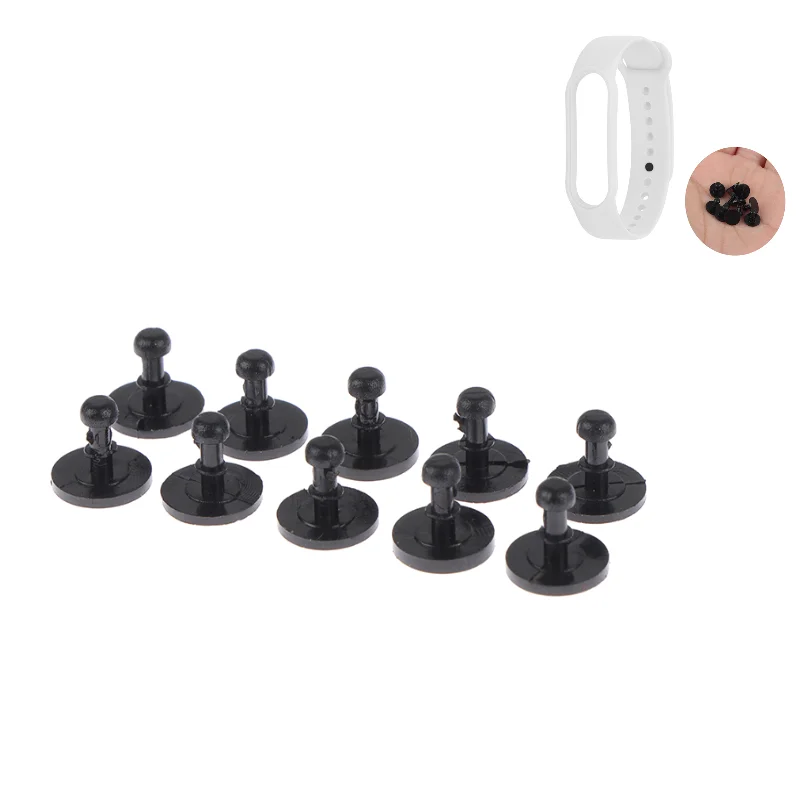 High Quality 10Pcs Plastic Buckle For Mi Band Strap 6 5 Button for Xiaomi Bracelet 4 3 Smart Watch Accessories Replacement Spike