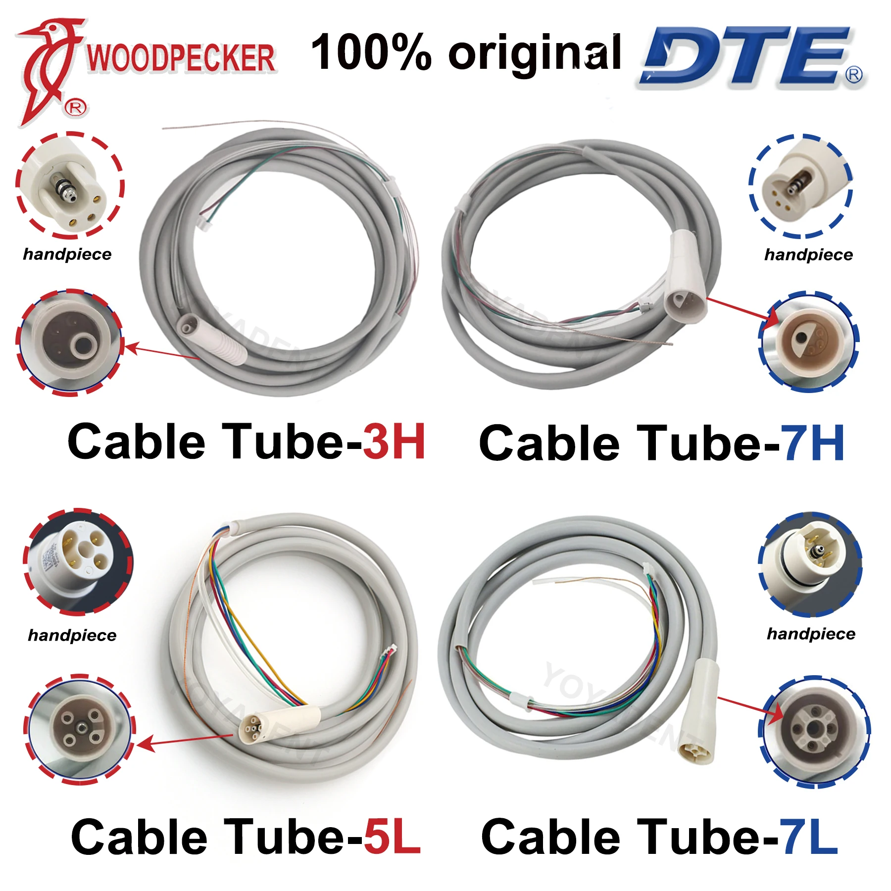Original Woodpecker DTE Dental Tube Ultrasonic Scaler Detachable Cable Fit Woodpecker DTE EMS NSK ACTEON SATELEC Handpiece