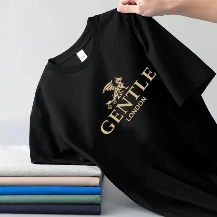 

Нежная черная футболка London с золотым крылышками и принтом мифического зверя с лондонским текстом, унисекс, хлопковая уличная одежда, повседневная британская мода