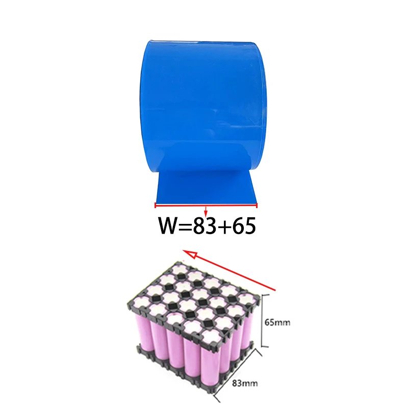 1kg Blue PVC Heat Shrinkable Tube 18650/21700/26650/32650 Lithium Battery Shrink Film Blue Insulation Heat Shrinkable Tube