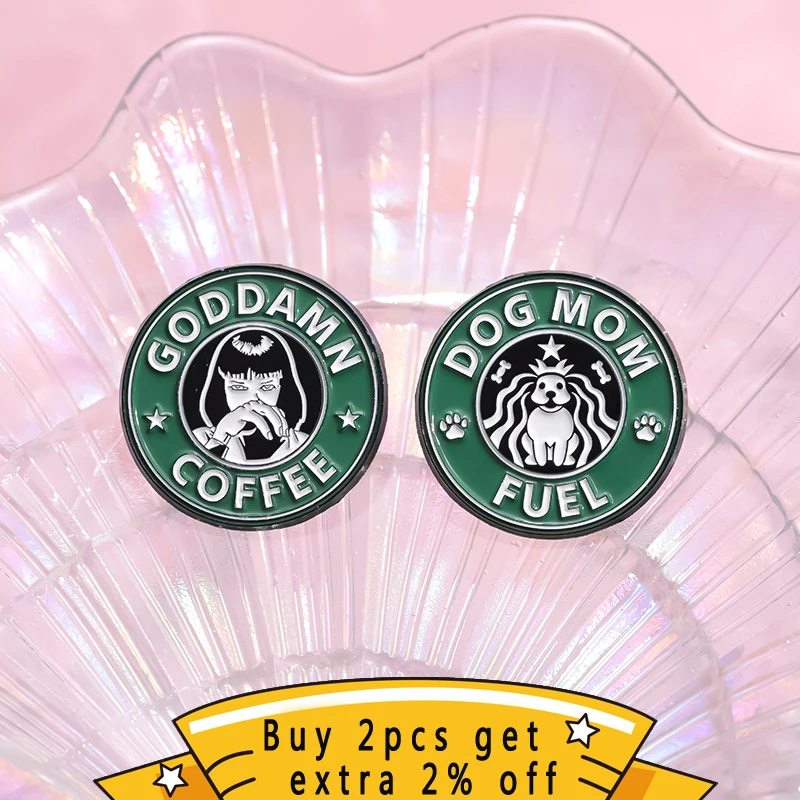 Sad Girls Club Enamel Pins Witches Brew Dog Mom Fuel Jurassic Coffee Brooch Lapel Badge Punk Animal Jewelry Gift For Kids Friend