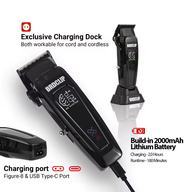 BRDCLIP Professional Electric Hair Clipper BRD 106 Hair Trimmer for Man 7500RPM with Base 5-adjusted DLC Blade Barber Machine - Image 5
