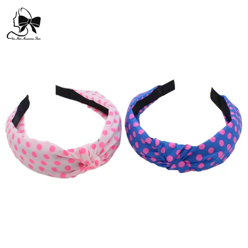 2023 Women Neon Color Polka Hair Hoop Hair Bands Girls Dot Headband Wide Hairband Knot Headwear Accessories