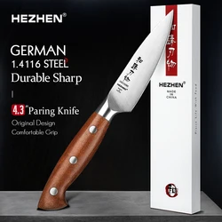 HEZHEN 4.3 Inches Paring Knife stainless steel Pork Chop Slice German DIN1.4116 Steel With Premium Redwood Handle Cooking Tools