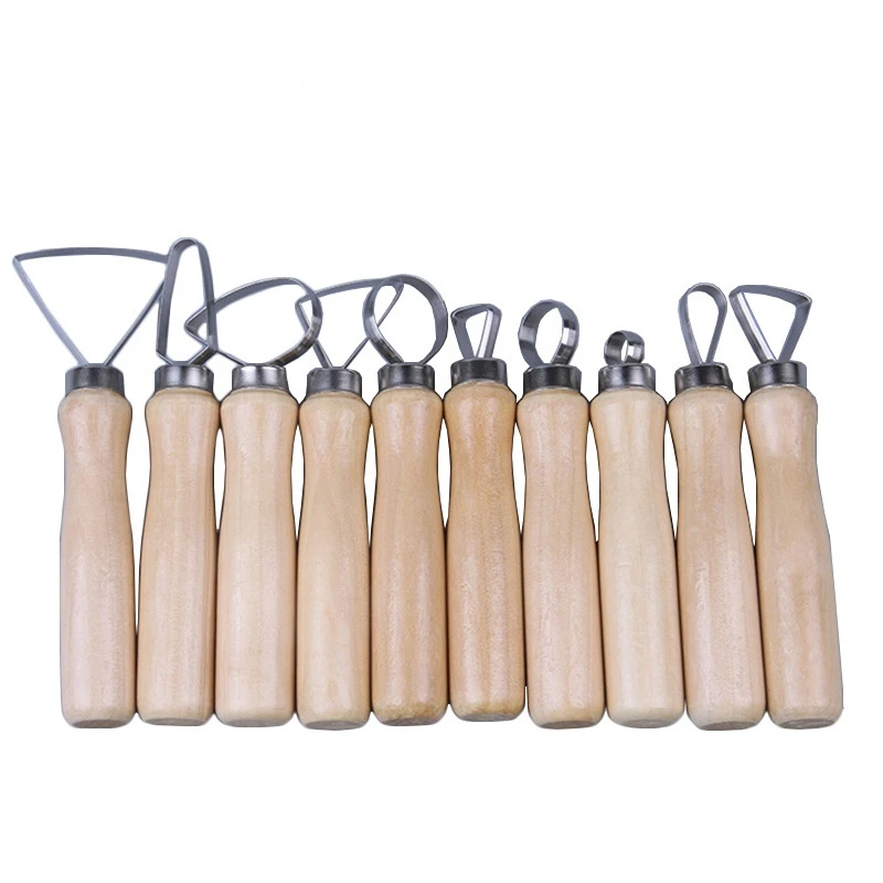 Art Pottery Big Head Knife 10-piece Set Manual DIY Soft Pottery Clay Sculpture Blank Stainless Steel Scraper Model Tool