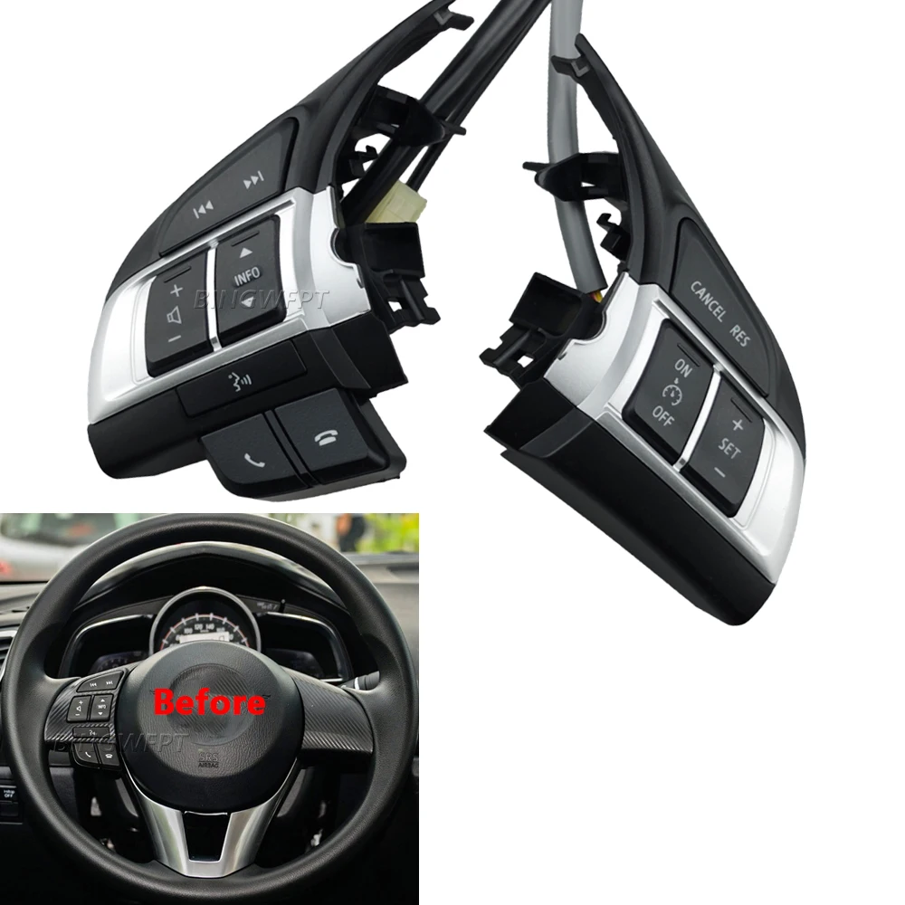 

Кнопка на руле для Mazda 6 GJ Atenza Mazda 3 BM Axela Mazda CX-5 KE Кнопки Bluetooth Телефон Круиз-контроль Громкость