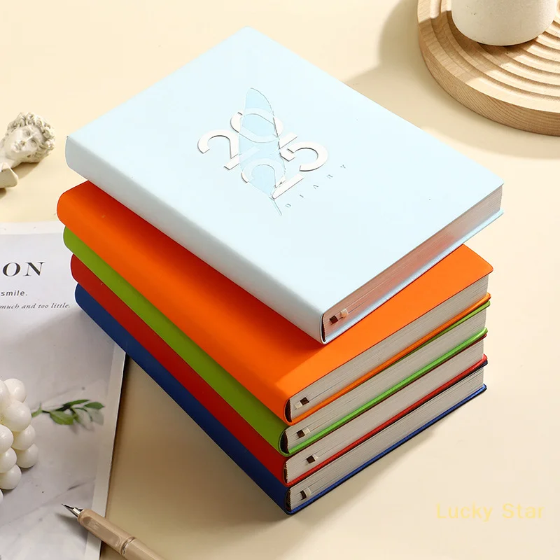Stylish Leather Cover Weekly Monthly Planner Notebook 2025 Planner Notebook Portable A5 Agenda Diary Notebook School Supplies【a】