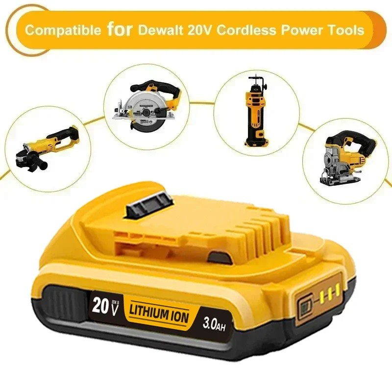 Originální 3AH pro DEWALT 20V akumulátor pro elektrické nářadí DCB606 DCB205 DCB206 DCB205, DCB184, DCB200 pro baterie Dewalt - náhled 6
