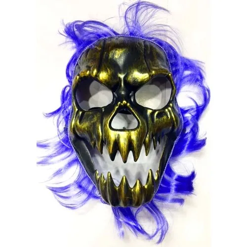 Aydınlı Party Accessory Halloween Blue Mask With Hair