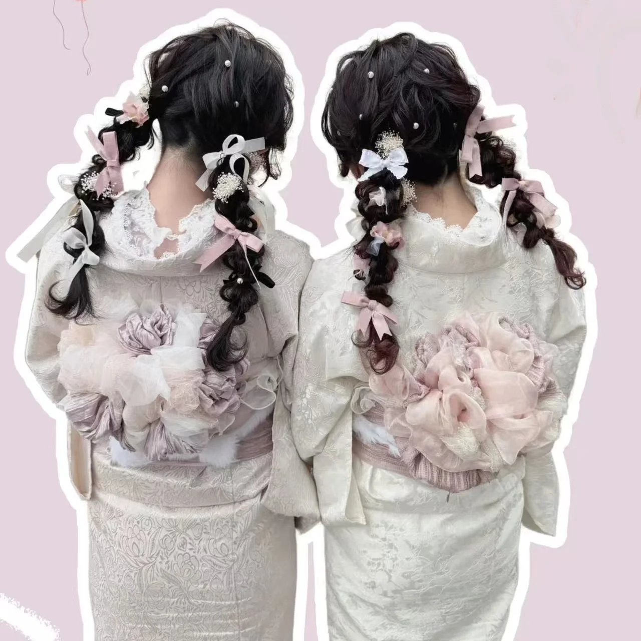 Dreamy Mixed Angel Silk Lace Ogeesha Summer Kimono Bathrobe Belted Multi-Style Women's Traditional Chinese Costume Stage Wear