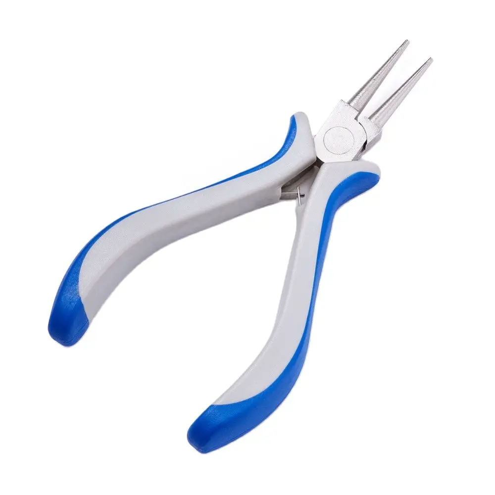 Pandahall 1Pc Jewelry Pliers White Blue Carbon-Hardened Steel Wire Cutting Round Nose Tools & Equipments