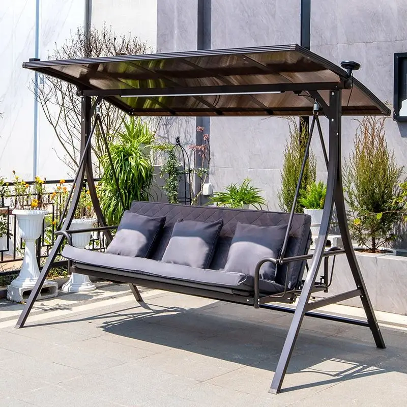 High-Quality Courtyard Metal Hanging Bed Garden Multiple People Swing Chairs Outdoor Patio With Canopy Swing Chair