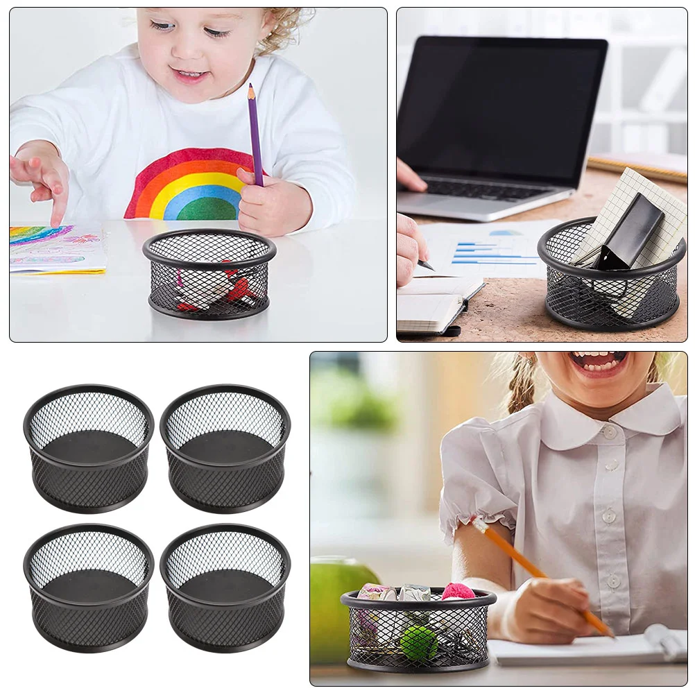 4 PCS Paper Clamp Clip Storage Bucket Pencil Case Paperclip Organizer Cup Tabletop Accessories