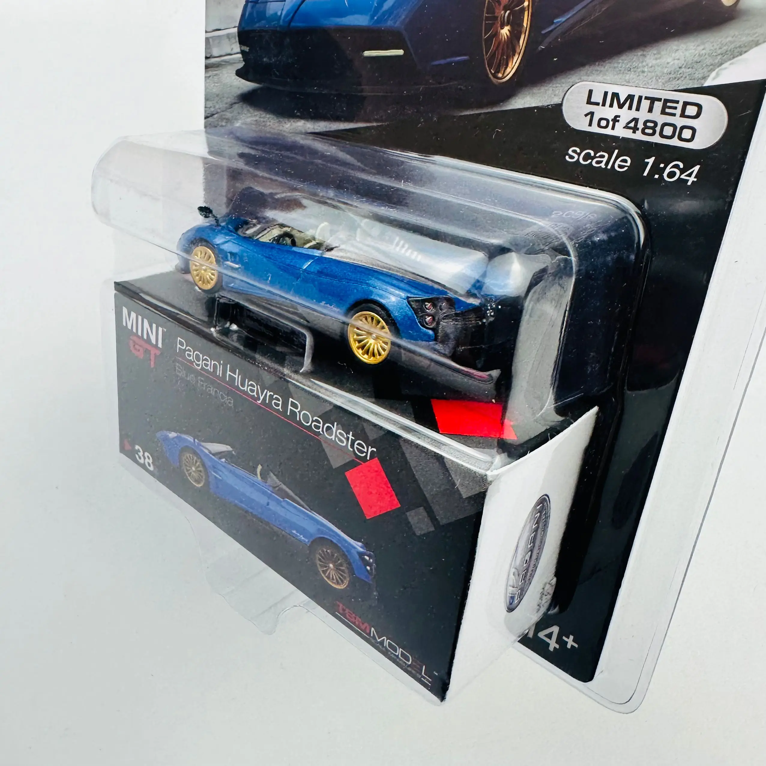 Modelo de coche TSM Mini Gt 1/64 Minigt 38 Pagani Huayra Roadster Blue Francia MJ, aleación fundida, colección