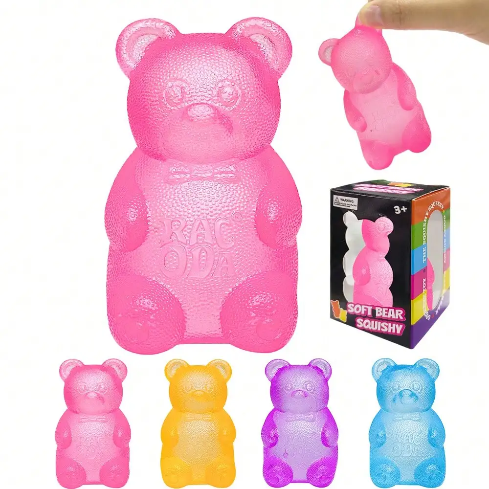 1/4 piezas de juguetes antiestrés con diseño de caramelos blandos y chicles, linda pelota de oso para apretar, juguetes para apretar con relleno de malta, juguetes sensoriales para adultos y niños, pelota antiestrés, regalos para fiestas de cumpleaños