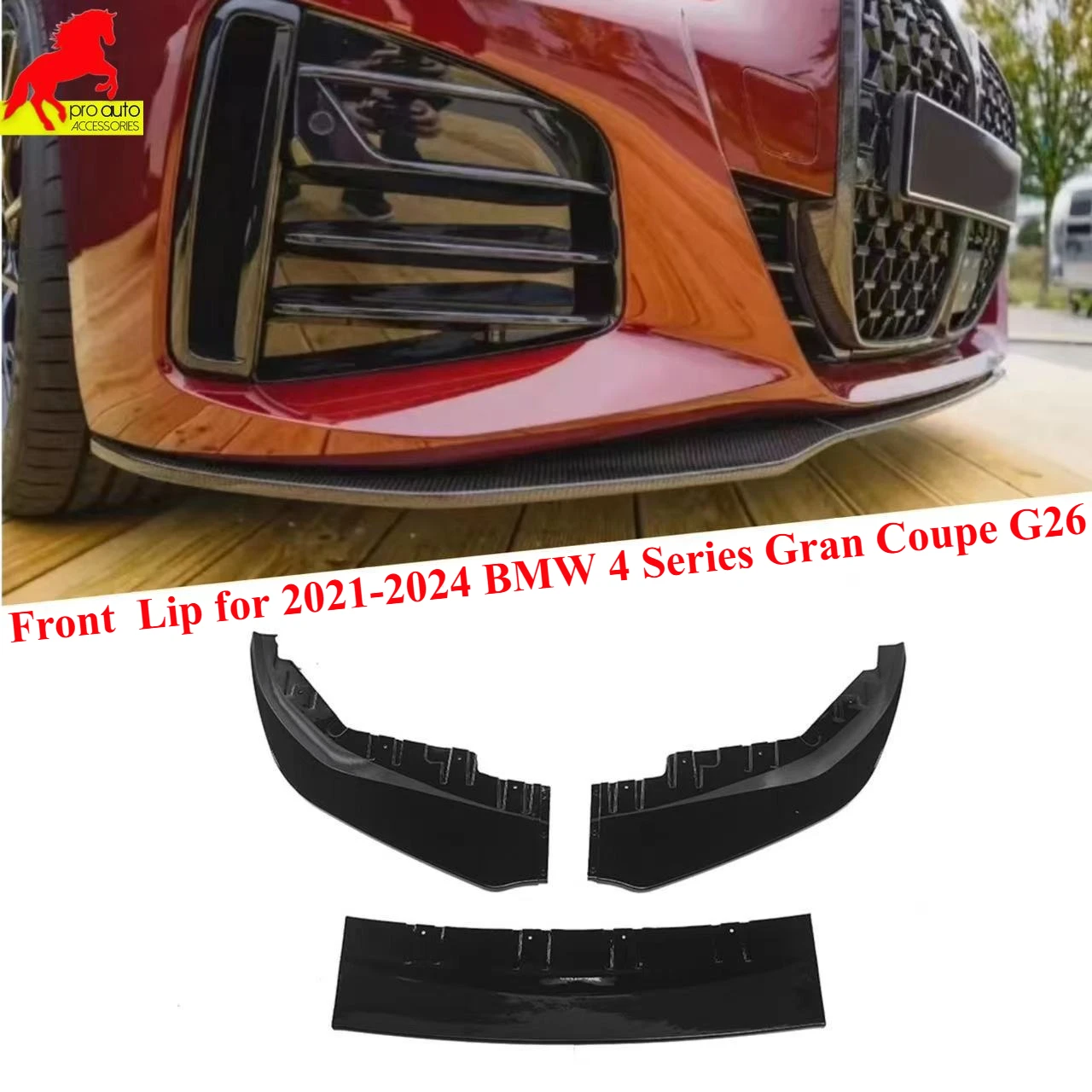 

For 2021-2024 BMW 4 Series Gran Coupe G26 Front Bumper Lip Spoiler Splitter Diffuser 3-Piece M Performance Style Car Styling