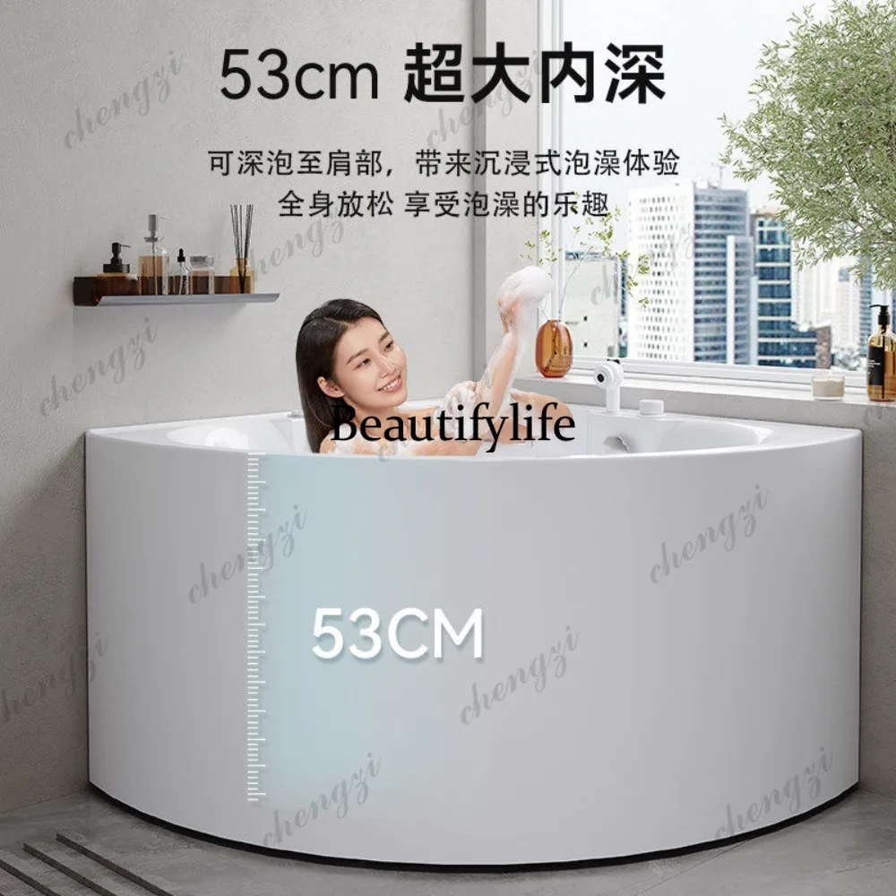 Small apartment bathtub household fan massage seat tank deep bubble household triangle tank