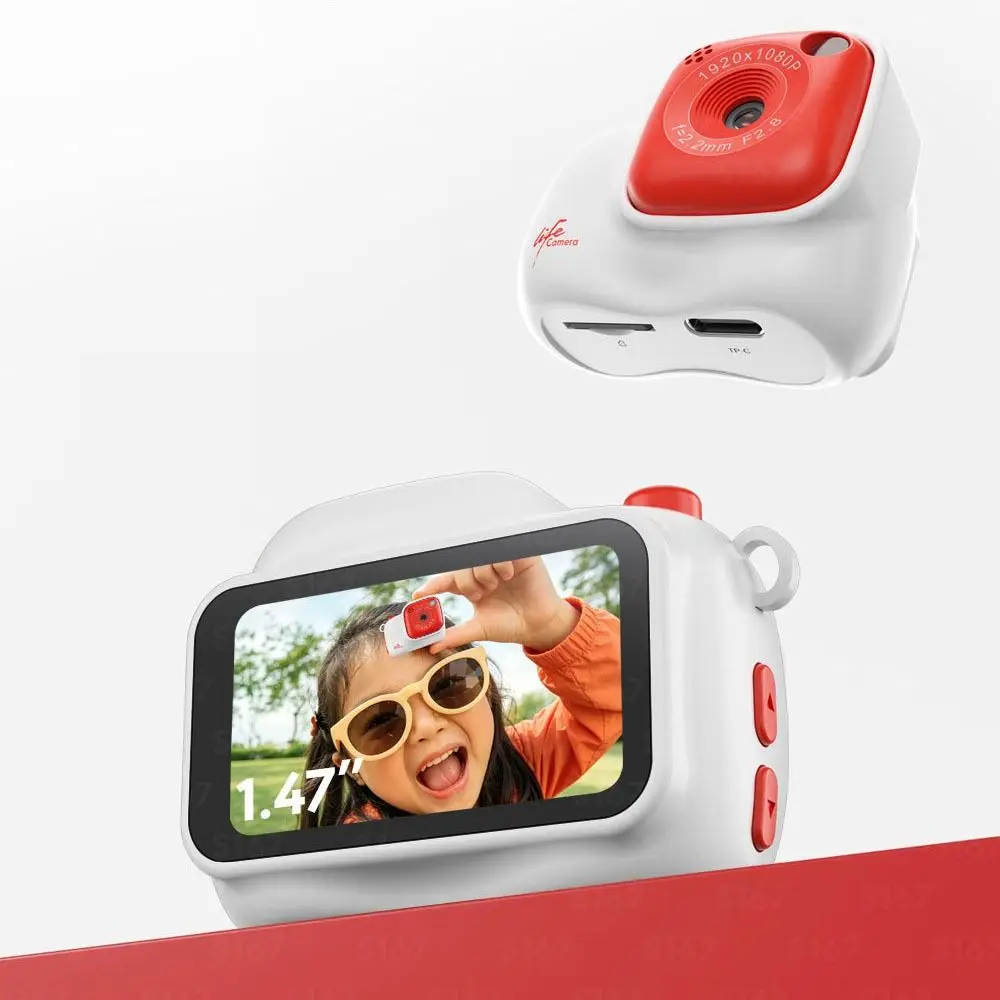 ABS Material Mini Camera with Keychain 1.47-inch LCD Screen TF Card Supported Portable Keychain Camera Type-C Charging