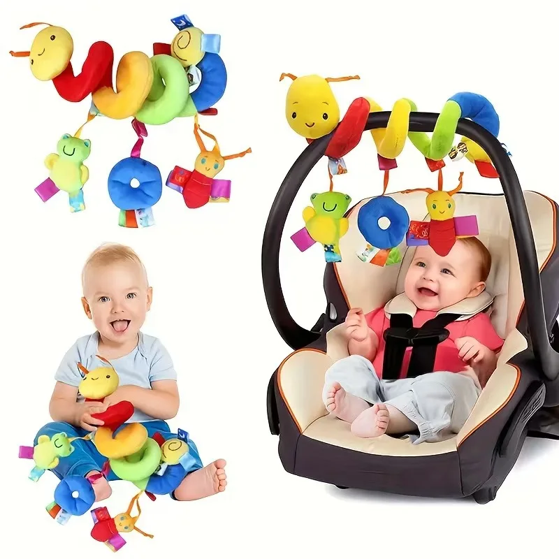 Caterpillar Baby-Kinderwagen-Spiralhängespielzeug für frühkindliches Lernen mit BB-Quietscher und Knisterpapier für Kinderbett, Autositz, Säuglinge 0-12 Monate – Detail 5
