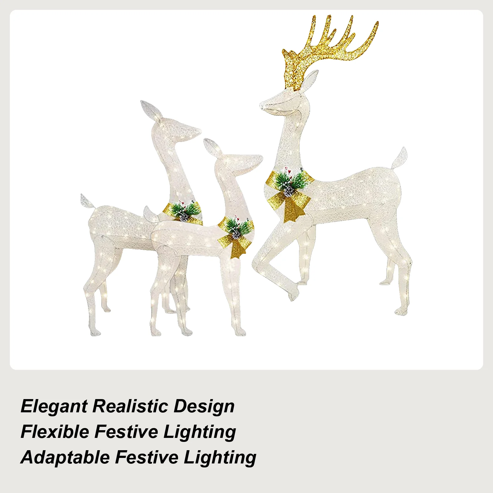 

Garden Reindeer Stake Light 3-Piece Seasonal Lighted Decor Outdoor Lighted Reindeer Stake For Yard Garden Pathway Patio Porch