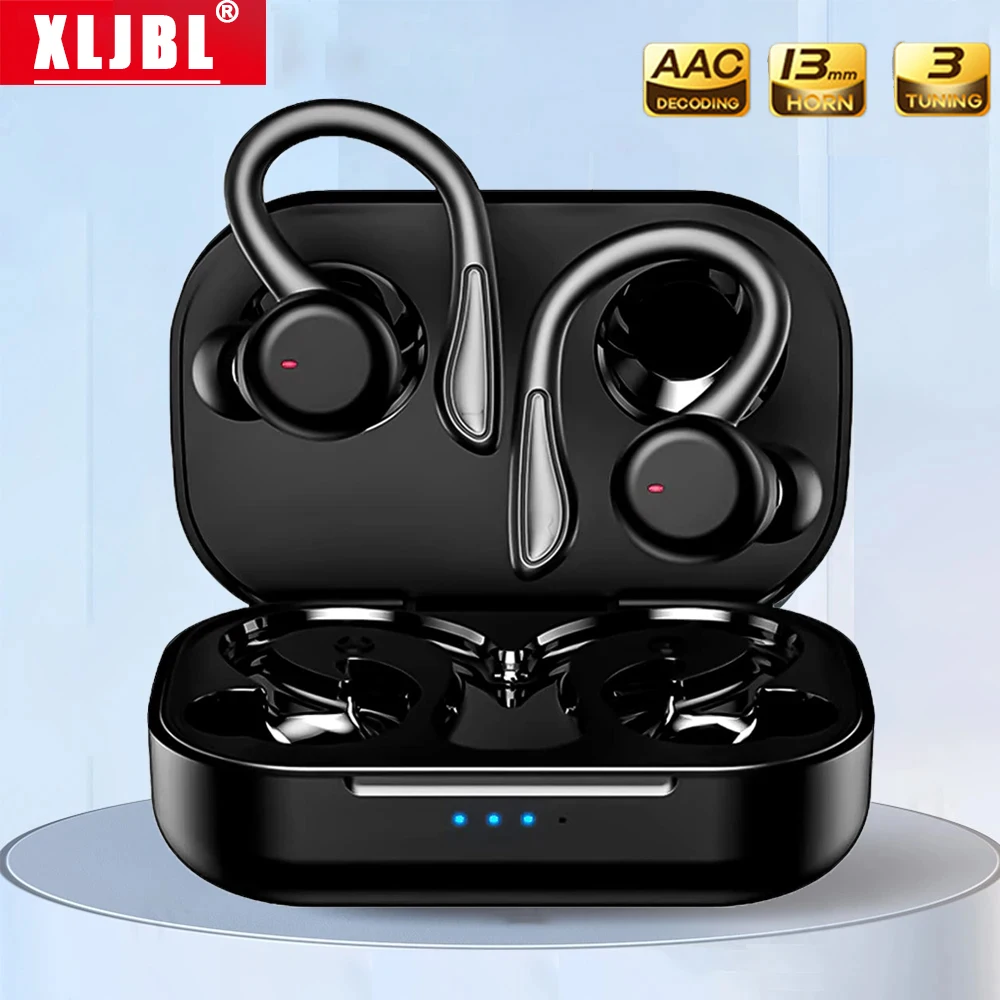 XT80 Pro Earphone Bluetooth nirkabel, earbud nirkabel dengan kait telinga, peredam kebisingan dalam telinga