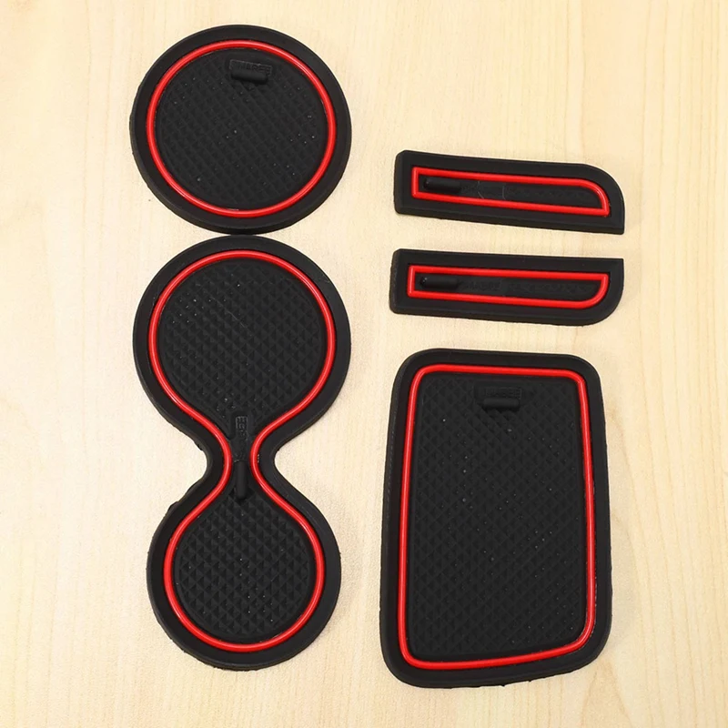 10Pcs Car Styling Red Door Groove Mat Replacement Accessories For Renault Clio 4 Interior Decoration Anti-Slip Gate Slot Cup Pad