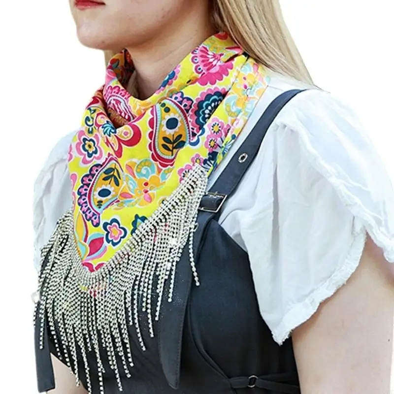 

X4YC Luxurious Women's Tassels And Rhinestones Headscarf Turban Crystal Fringe Suitable For Streetwear