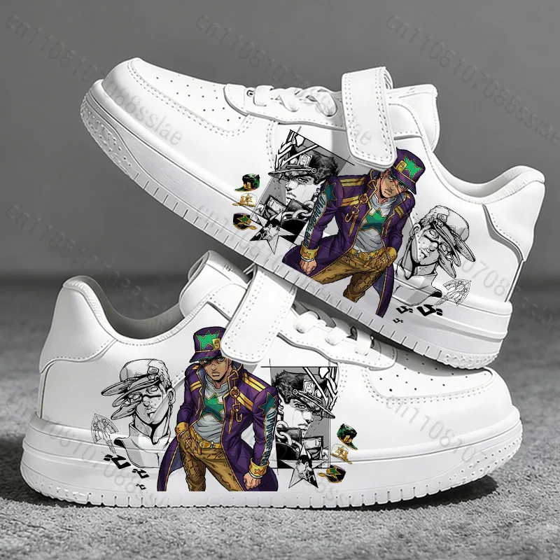 7-18 Year Old Kujo Jotaro Printing Shoes Soft Sole Parity Boy Girl Lightweight Comfortable Walking White Shoes Zapatos Kids Gift