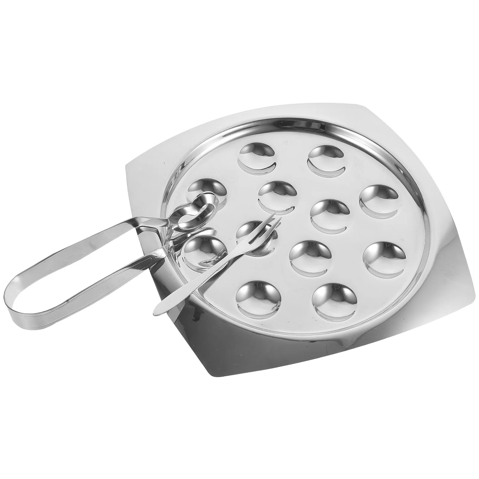 

1Set Stainless Steel Escargot Plate Heavy Duty Snail Escargot Cooking Plate Smooth Edges for Dining Snail Baking Pan