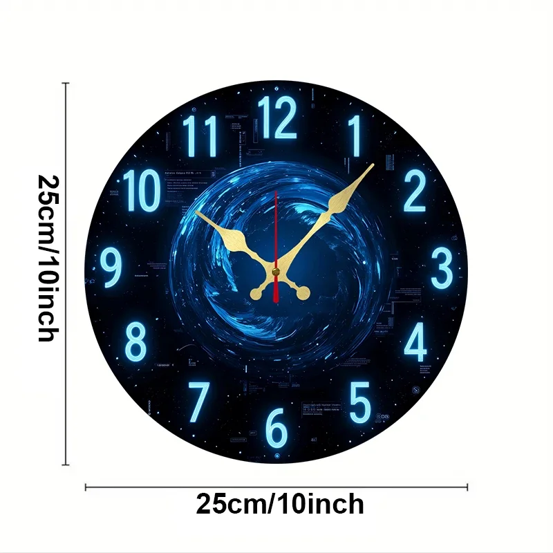 2D Flat Vortex Design Wooden Round Silent Hanging Wall Clock,Suitable For Living Room,Office,Study Room,Bedroom,Home Decoration