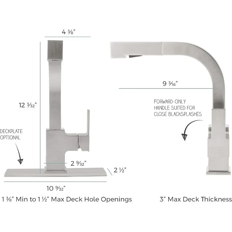 Arkitek Kitchen Faucet with Pull Out Sprayer, Single Handle, High Arc, Stainless Steel Finish, LG534LPMS