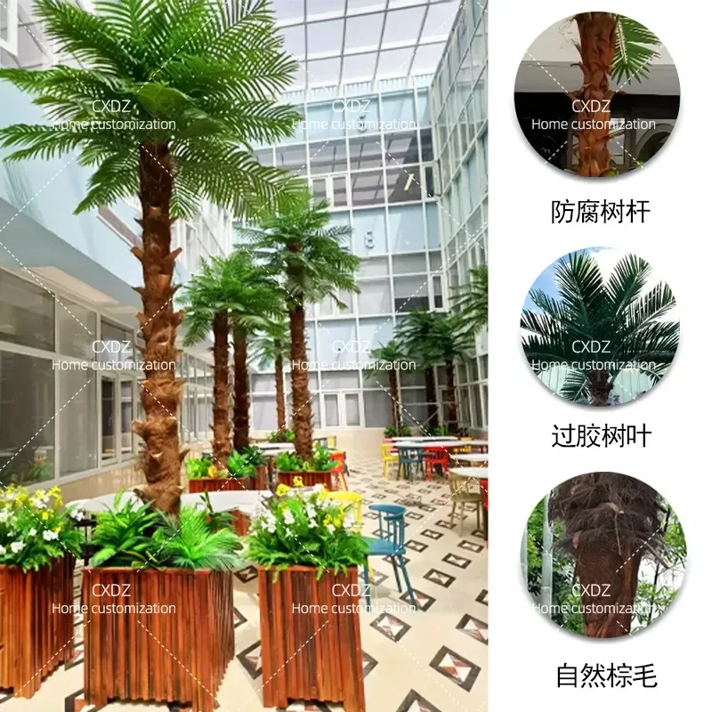 Simulated Herringbone Bark Coconut Palm Tree Artificial Green Plant for Indoor Outdoor Landscape Decoration High Simulation