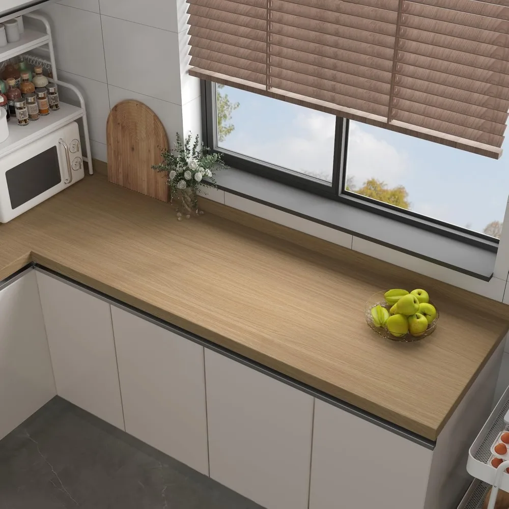 ورق اتصال عريض للغاية مقاوم للماء وقابل للإزالة ذاتي اللصق من خشب البلوط للجدران والأسطح، قشر ولصق بني فاتح