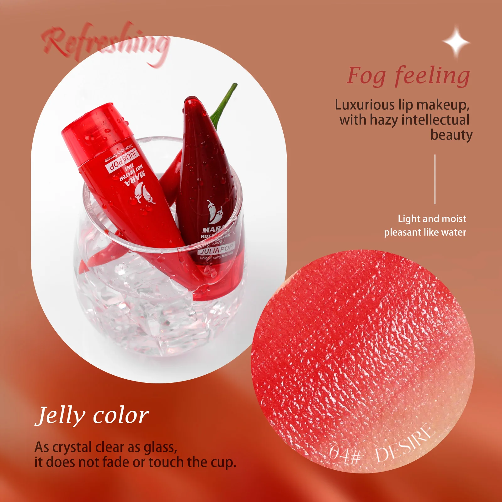 Pepper Lip Dye Solution, With Lasting Makeup Effect and Rich Color, Contains Peppermint Oil and Pepper Extract, 5ml/0.17fl.oz
