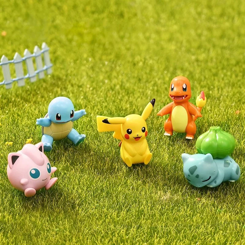 Keeppley bonsai geassembleerde speelgoedbeeldjes, Pikachu, Little Fire Dragon en Squirtle-modelornamenten, speelgoedcadeaus voor kinderen