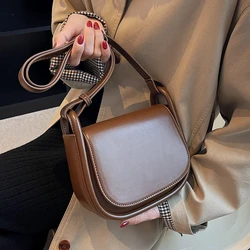 Simple Vintage Mini Bag for Women Luxury All-matched Textured Pu Shoulder Crossbody Bags French Style Elegant Female Handbags