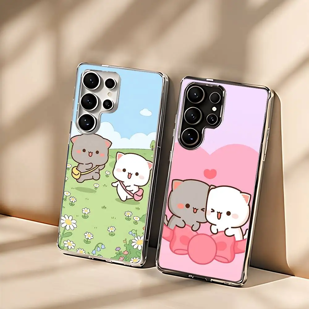 Cute Peach Goma Cat Silicon Phone Case For Samsung Galaxy S21 S22 S23 S24ULTRA S25ULTRA FE Ultra Plus5G A52S S26 Soft TPU Cover