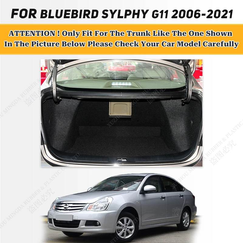 Car Trunk Mat For Nissan Bluebird Sylphy G11 2006-2021 20 19 18 17 16 15 14 13 12 11 10 09 Cargo Liner