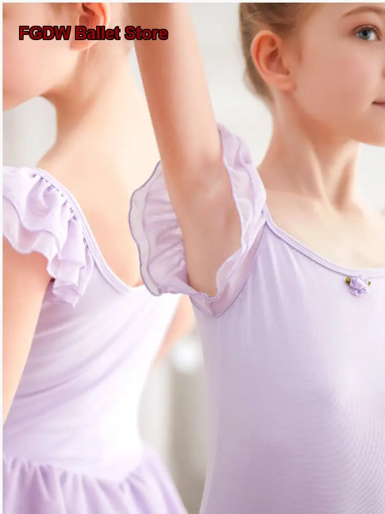 children's-girls-summer-dance-dress-toddler-short-sleeves-gymnastics-leotard-chinese-dance-kids