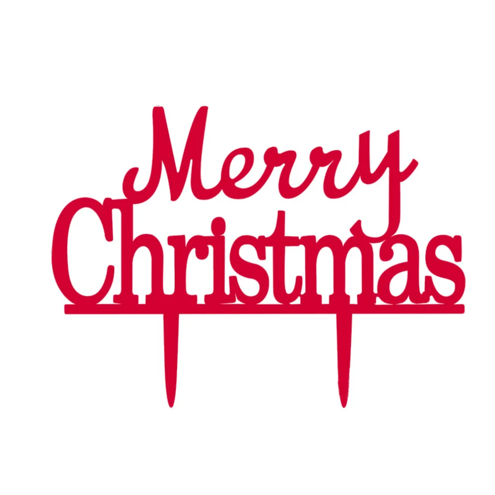 

Merry Christmas Cake Topper Red Acrylic Handmade Xmas Party Decoration Wedding Birthday Engagement Cake Topper