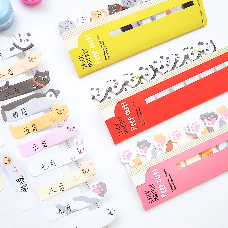 160 Sheets Self Adhesive Memo Pad Cute Stationery Animal Bookmark Sticky Notes School Supplies Marker Memo Sticker