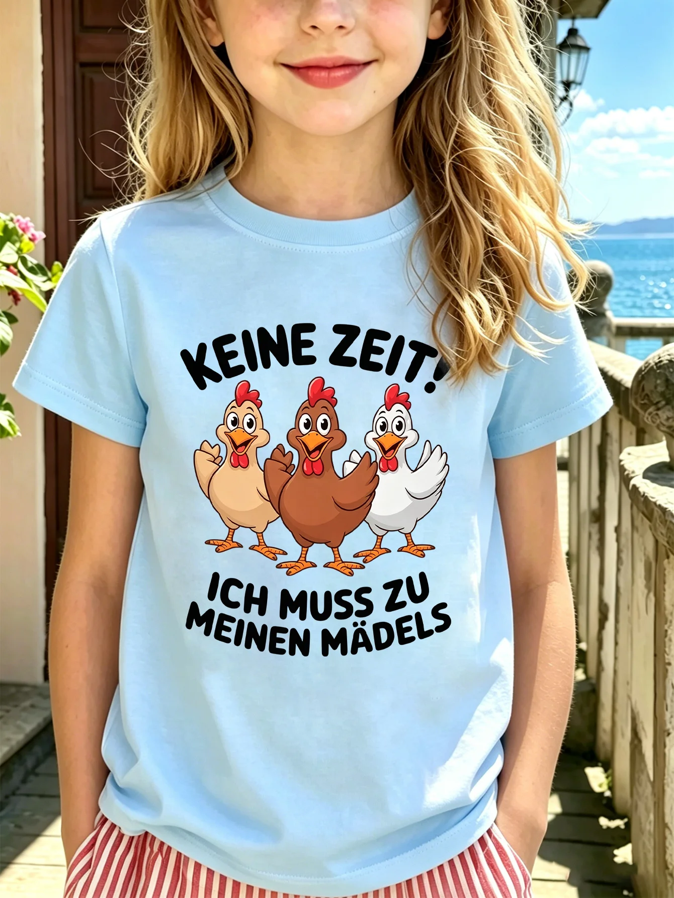 Funny Three Chickens Kids Tee Cartoon Animal Letter Graphic Print Boys Girls Family Matching Cotton Short Sleeve Children Tshirt