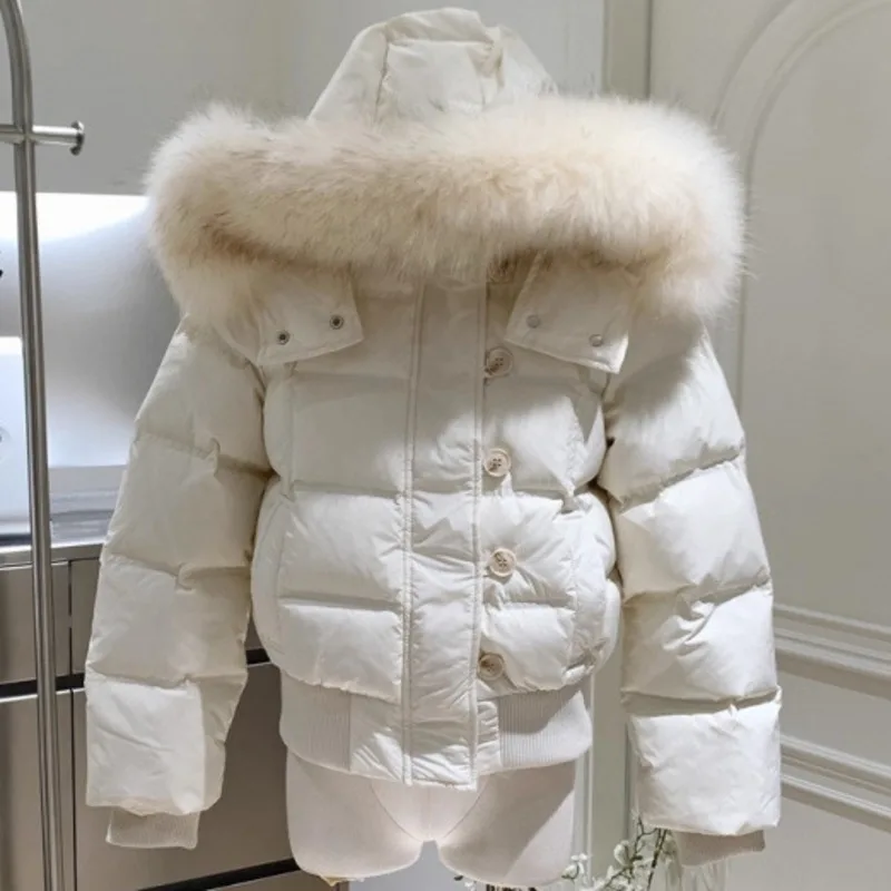 

Теплые однотонные женские хлопковые пальто с меховым воротником в американском стиле ретро с капюшоном, зимние свободные повседневные тонкие хлопковые пальто, куртки