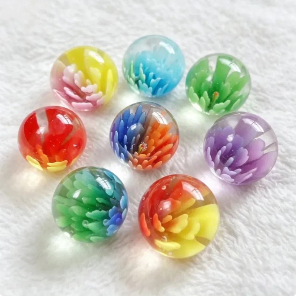 10/20/30pcs 25mm Dual Color Floral Glass Crystal Balls Handmade Marbles DIY Craft Game Aquarium Fish Tank Decor