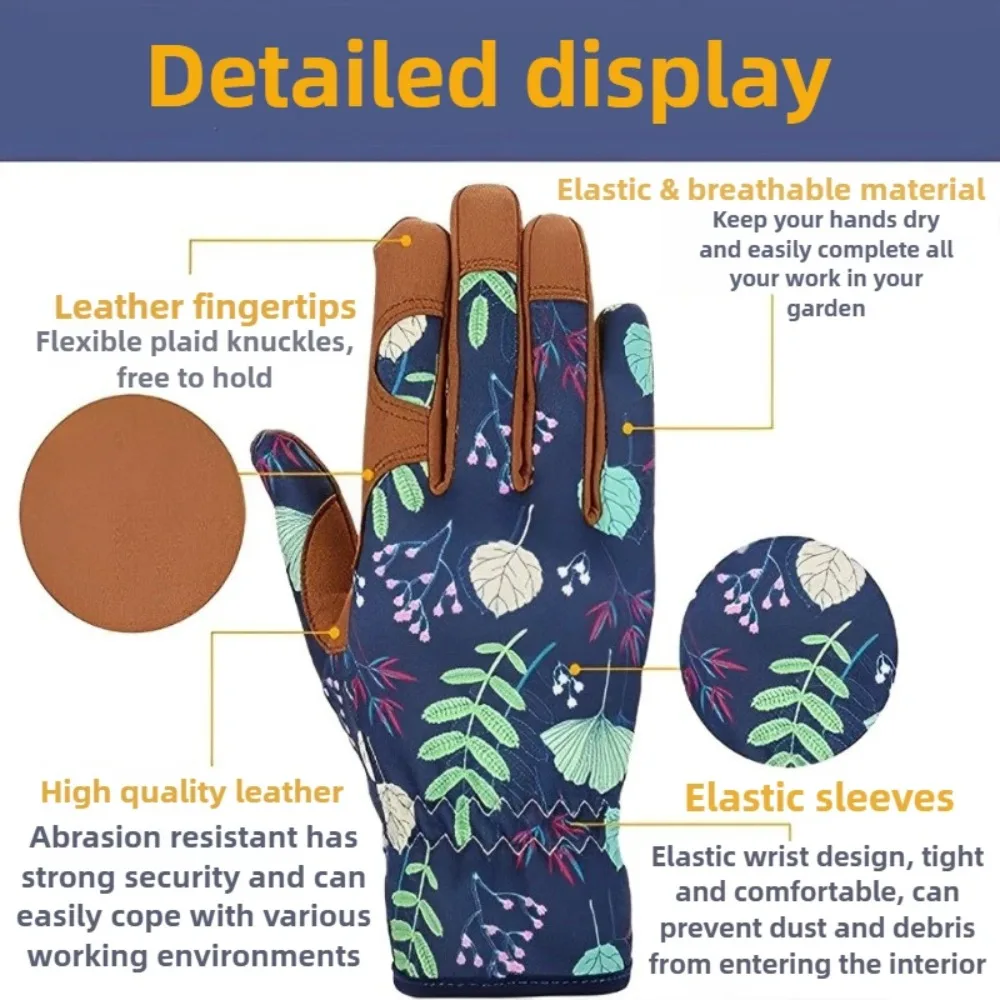 

Microfiber Gardening Gloves Anti-Tangle Professional Safe Leather Gloves Slip-Proof Puncture-Resistant Work Gloves Digging