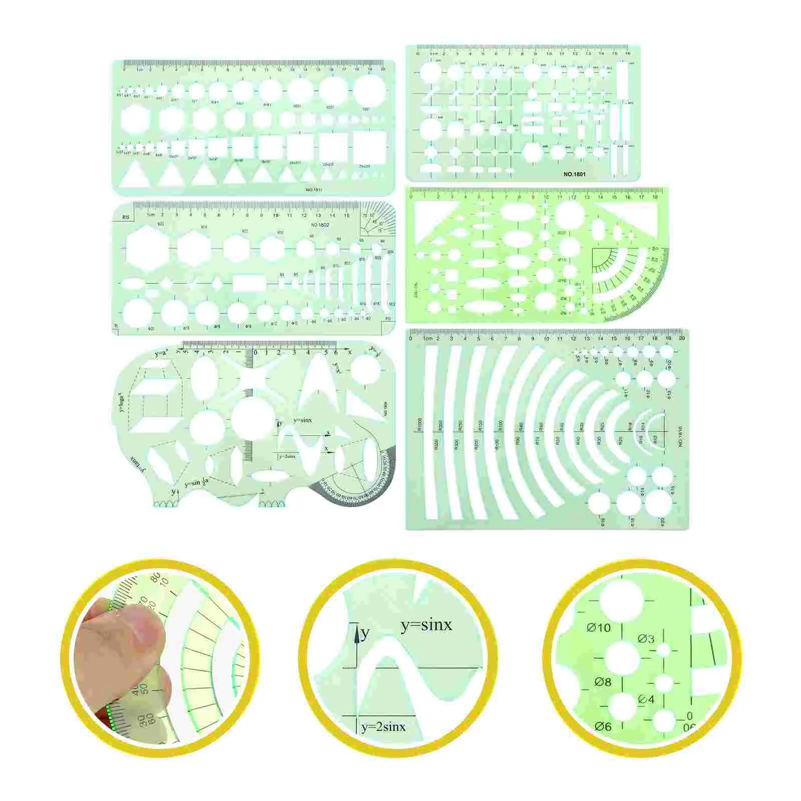 

Drawing Template Ruler Drafting Tools Set Plastic Shape Stencils Architecture Supplies Circle for Geometric Measuring