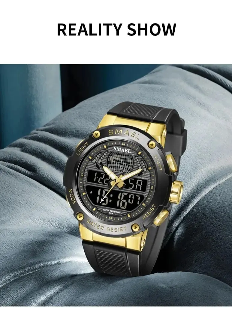 Military Quartz Electronic Watch SMAEL Sport Watch Dual Time Alarm Clock Auto Date Stopwatch Luminous 8032 Wristwatch For Men