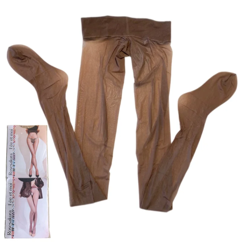 Vintage Brown Pantyhose With Seamless Crotch Aurora Series Oil-like Anti-hook Tights Pole Dance Stretchy Silky Medias For Women