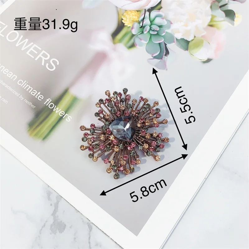 Exaggerated Vintage Crystal Rhinestones Big Brooch Clothing Accessories Big Brooch Pin Clothing Accessories